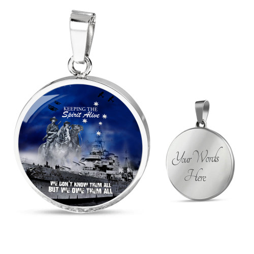 Australia Circle Necklace Anzac Day Remember All The Battles Fought Blue
